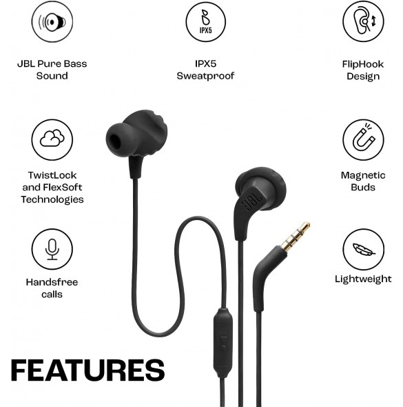 JBL Endurance Run 2 Headset 3,5 mm Svart