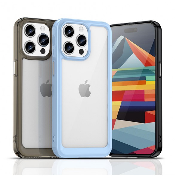 iPhone 15 Pro Max Outer Space Reinforced Case with Flexible Frame - Blue