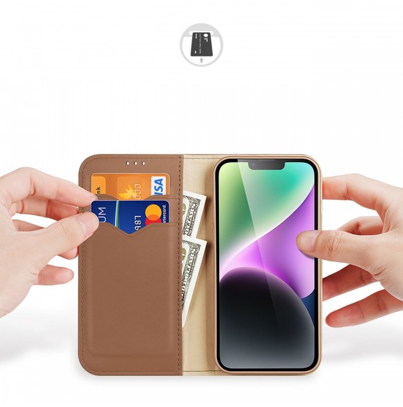 Dux Ducis Hivo RFID blocking wallet case for iPhone 15 - brown