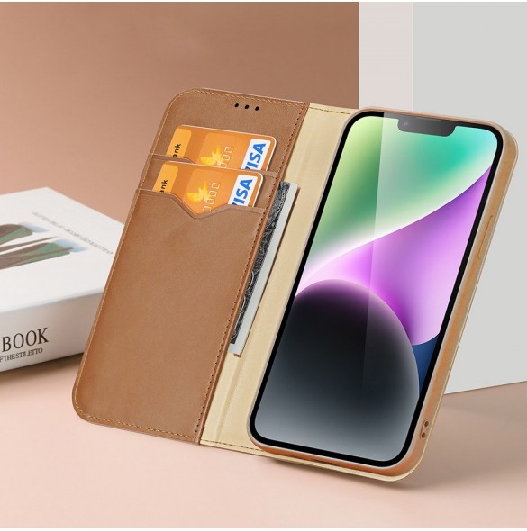 Dux Ducis Hivo RFID blocking wallet case for iPhone 15 - brown