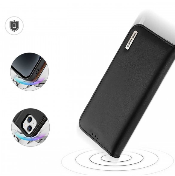 Dux Ducis Hivo iPhone 15 Plus RFID Blocking Wallet Case - Black