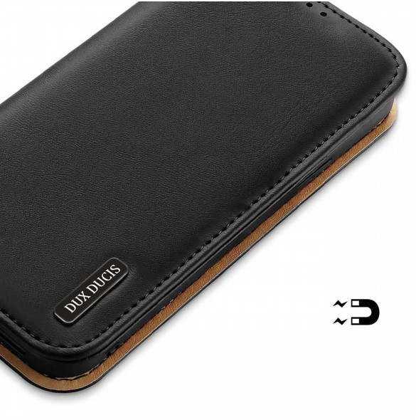 Dux Ducis Hivo iPhone 15 Plus RFID Blocking Wallet Case - Black