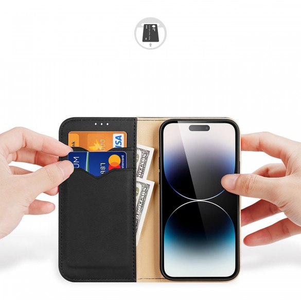 Dux Ducis Hivo iPhone 15 Pro Dux Ducis Hivo RFID Blocking Wallet Case - Black