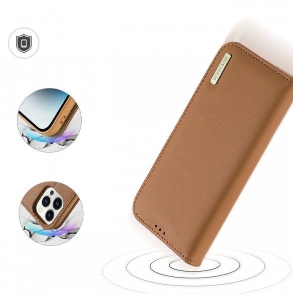 Dux Ducis Hivo iPhone 15 Pro Dux Ducis Hivo wallet case with RFID blocking - brown