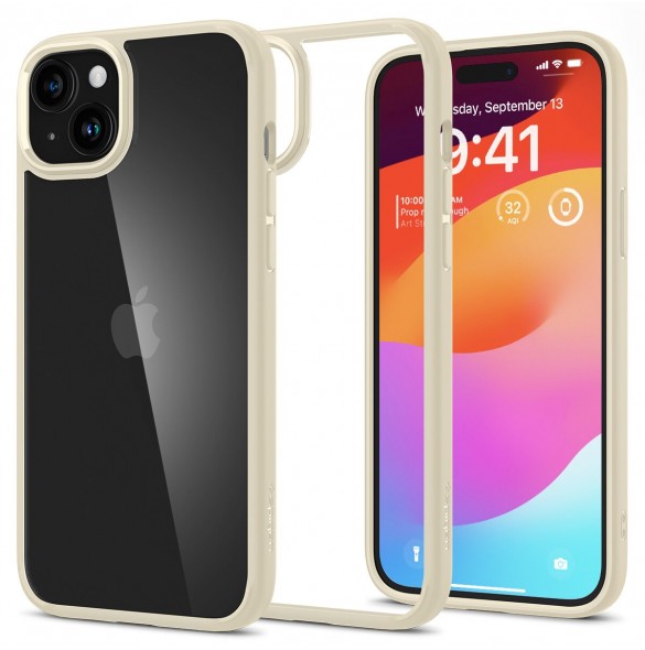Spigen Crystal Hybrid case for iPhone 15 Plus - beige