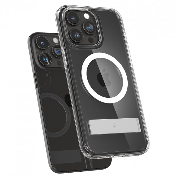 Spigen Ultra Hybrid S MagSafe case with stand for iPhone 15 Pro Max - transparent