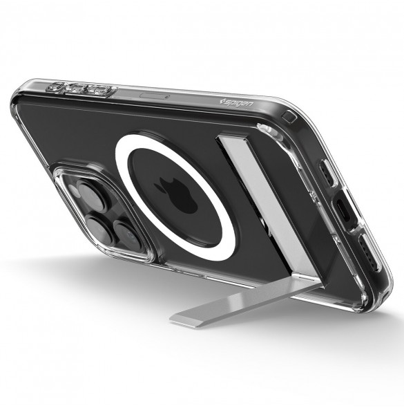 Spigen Ultra Hybrid S MagSafe case with stand for iPhone 15 Pro Max - transparent