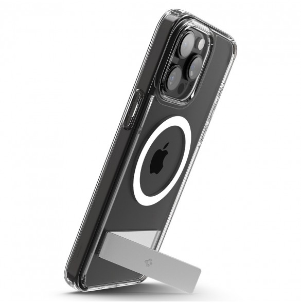 Spigen Ultra Hybrid S MagSafe case with stand for iPhone 15 Pro Max - transparent