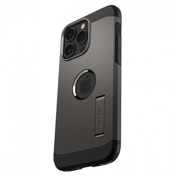 Spigen Tough Armor MagSafe case with stand for iPhone 15 Pro Max - brown