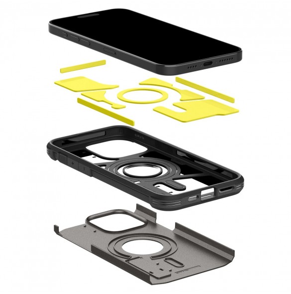 Spigen Tough Armor MagSafe case with stand for iPhone 15 Pro Max - brown