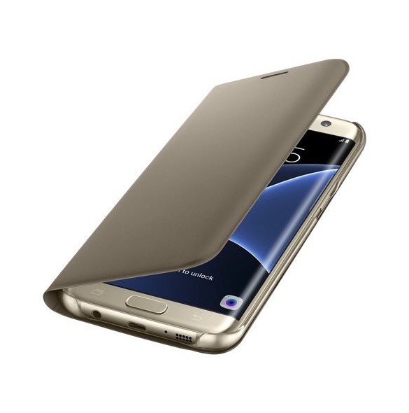 Samsung EF-WG935PFE Book Case till Galaxy S7 Edge, Flip Wallet, Guld