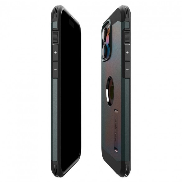Spigen Tough Armor MagSafe case with stand for iPhone 15 Pro - green