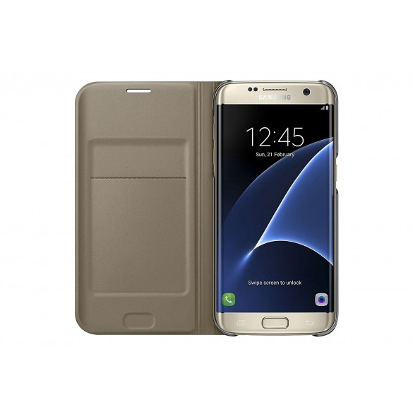 Samsung EF-WG935PFE Book Case till Galaxy S7 Edge, Flip Wallet, Guld