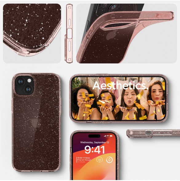 Spigen Liquid Crystal Glitter case for iPhone 15 - pink