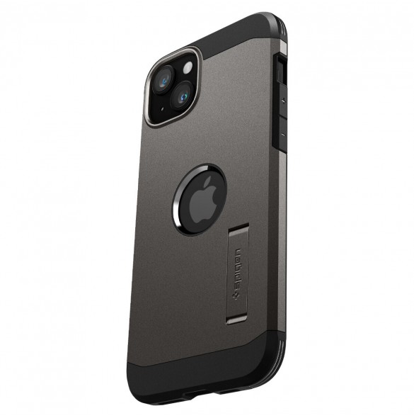 Spigen Tough Armor MagSafe case with stand for iPhone 15 - brown