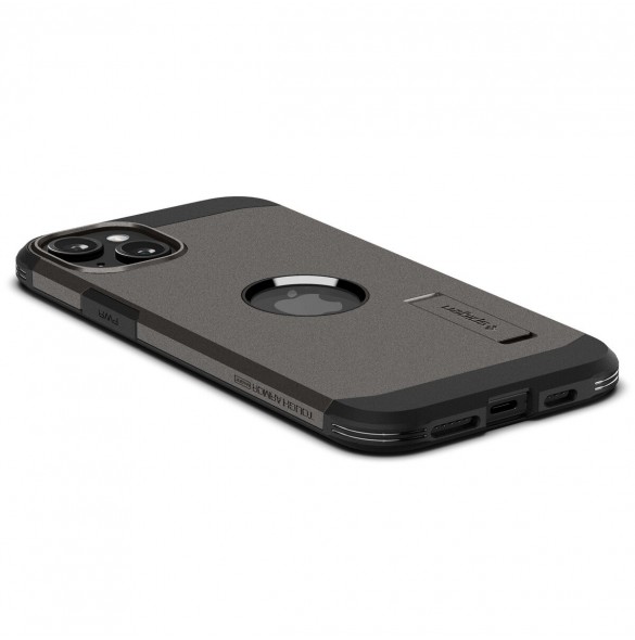 Spigen Tough Armor MagSafe case with stand for iPhone 15 - brown