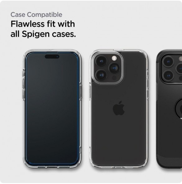 TEMPERED GLASS Spigen ALM GLASS FC 2-PACK IPHONE 15 PRO MAX BLACK