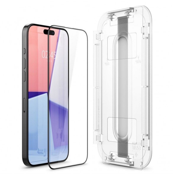 TEMPERED GLASS Spigen GLAS.TR "EZ FIT" FC IPHONE 15 PRO MAX BLACK