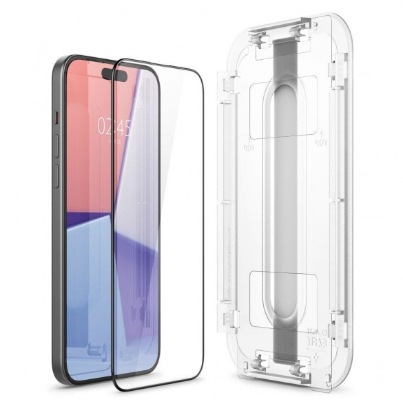 TEMPERED GLASS Spigen GLAS.TR "EZ FIT" FC IPHONE 15 PLUS BLACK