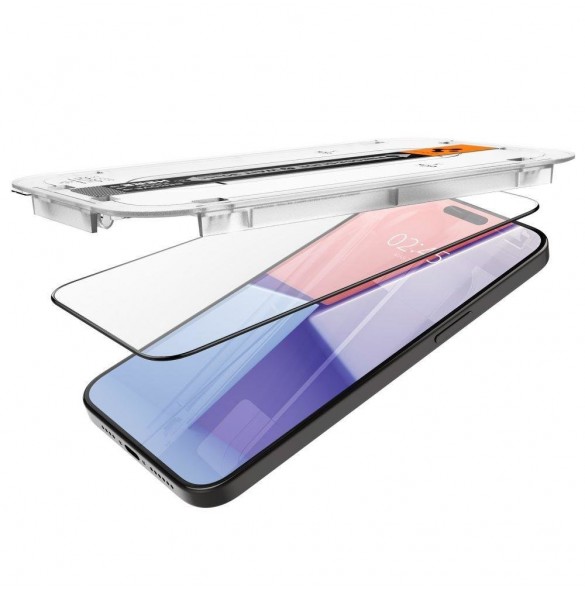 TEMPERED GLASS Spigen GLAS.TR "EZ FIT" FC IPHONE 15 PRO BLACK
