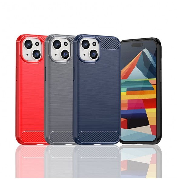 Flexible carbon pattern case for iPhone 15 Carbon Case - blue
