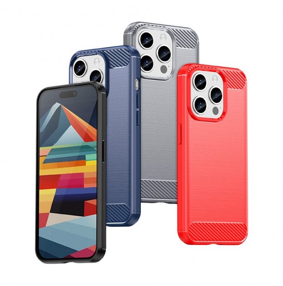 Carbon pattern flexible case for iPhone 15 Pro Carbon Case - black