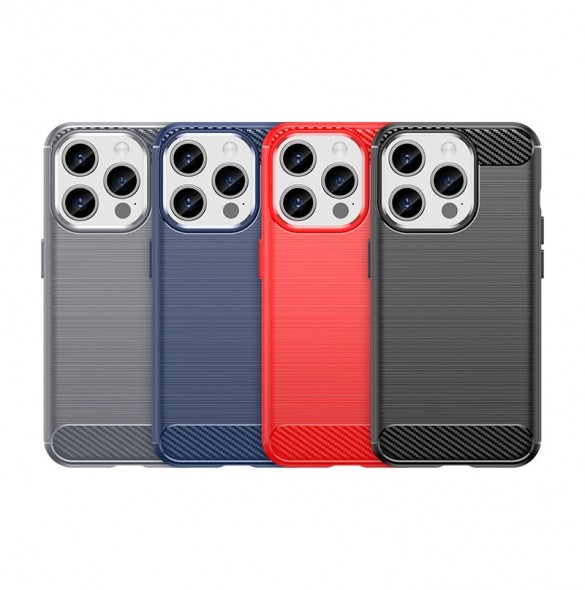 Carbon pattern flexible case for iPhone 15 Pro Carbon Case - black