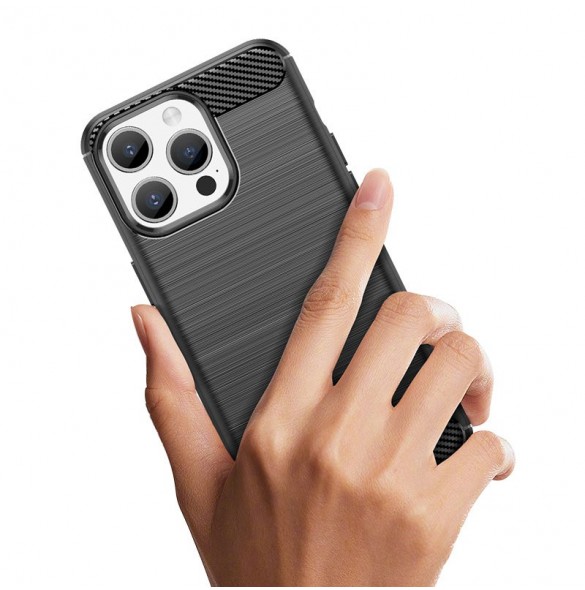 Flexible carbon pattern case for iPhone 15 Pro Max Carbon Case - blue