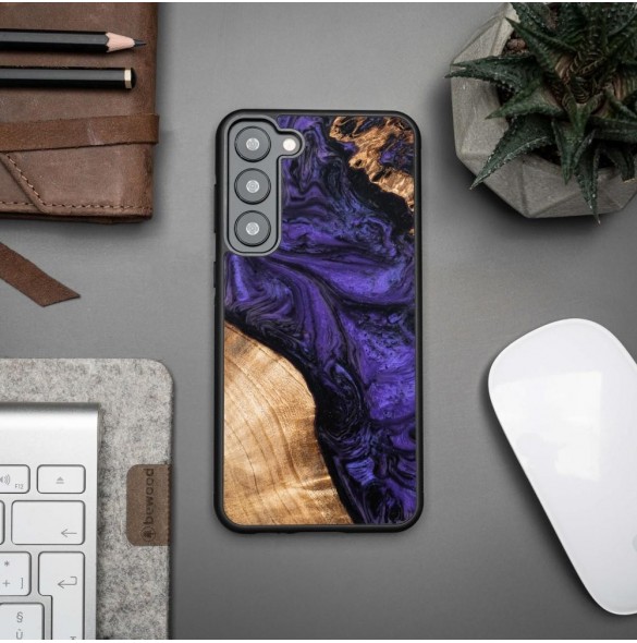 Trä- och hartsfodral till Samsung Galaxy S23 Plus Bewood Unique Violet - Lila och Svart