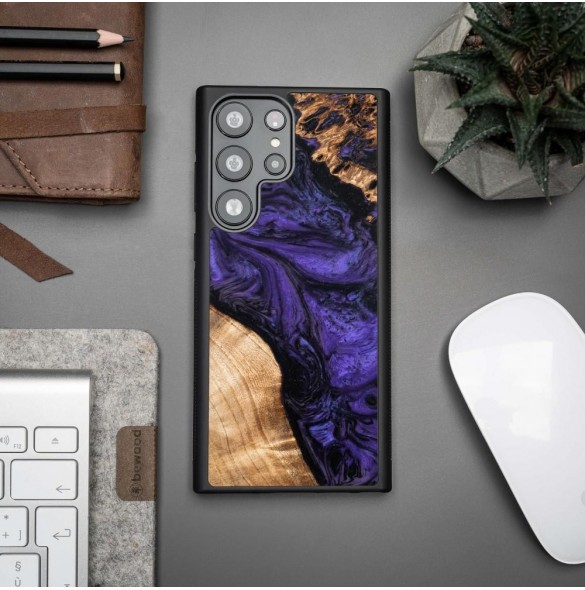 Trä och hartsfodral till Samsung Galaxy S23 Ultra Bewood Unique Violet - Lila och Svart