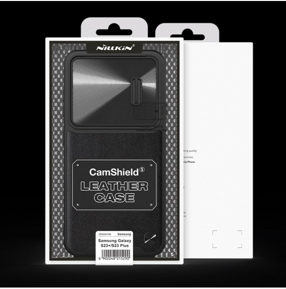 Nillkin CamShield Läder S-fodral till Samsung Galaxy S23+ skal med kamerafodral svart