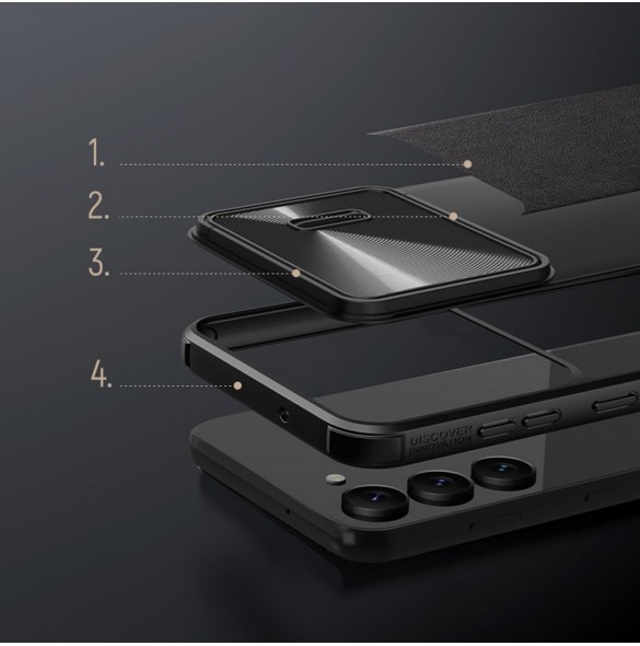 Nillkin CamShield Läder S-fodral till Samsung Galaxy S23+ skal med kamerafodral svart