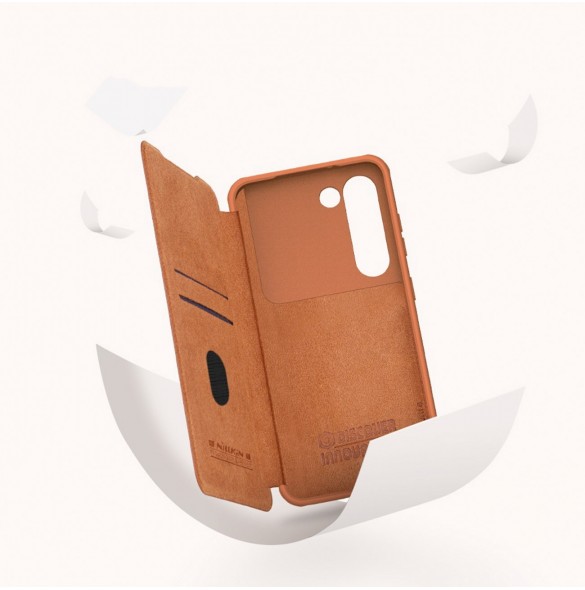 Nillkin Qin Leather Pro Fodral till Samsung Galaxy S23+ flip-fodral kamerafodral svart