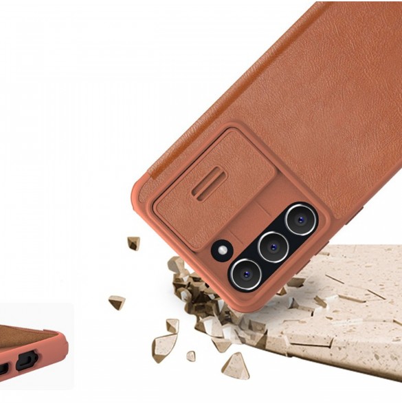 Nillkin Qin Leather Pro Fodral till Samsung Galaxy S23+ flip-fodral kamerafodral svart