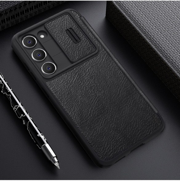 Nillkin Qin Leather Pro Fodral till Samsung Galaxy S23+ flip-fodral kamerafodral svart