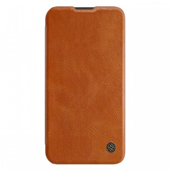 Nillkin Qin Leather Pro Fodral till Samsung Galaxy S23+ flip-fodral kamerafodral brunt