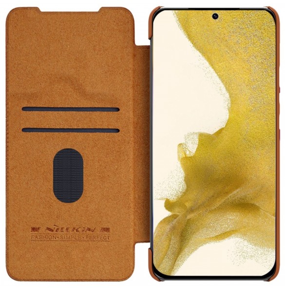 Nillkin Qin Leather Pro Fodral till Samsung Galaxy S23+ flip-fodral kamerafodral brunt