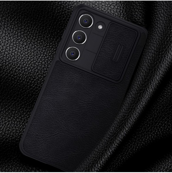 Nillkin Qin Leather Pro Fodral till Samsung Galaxy S23+ flip-fodral kamerafodral brunt