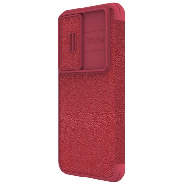 Nillkin Qin Leather Pro Fodral till Samsung Galaxy S23+ flip-fodral kamerafodral rött