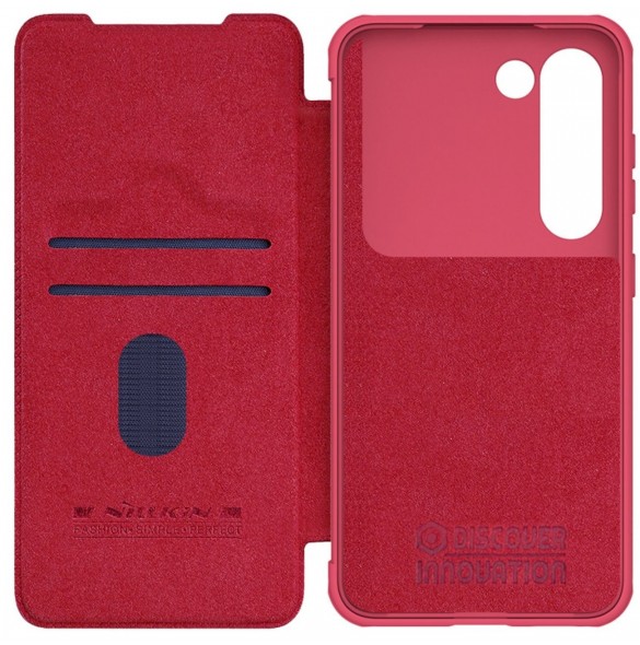 Nillkin Qin Leather Pro Fodral till Samsung Galaxy S23+ flip-fodral kamerafodral rött