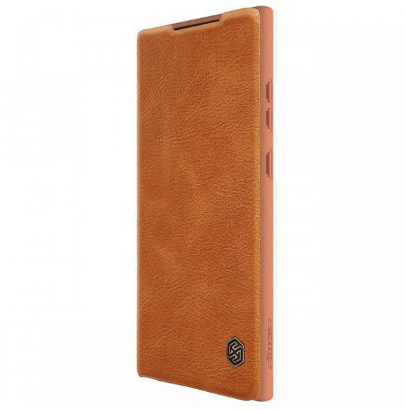 Nillkin Qin Leather Pro-fodral till Samsung Galaxy S23 Ultra Cover med Flip Camera Cover Brun