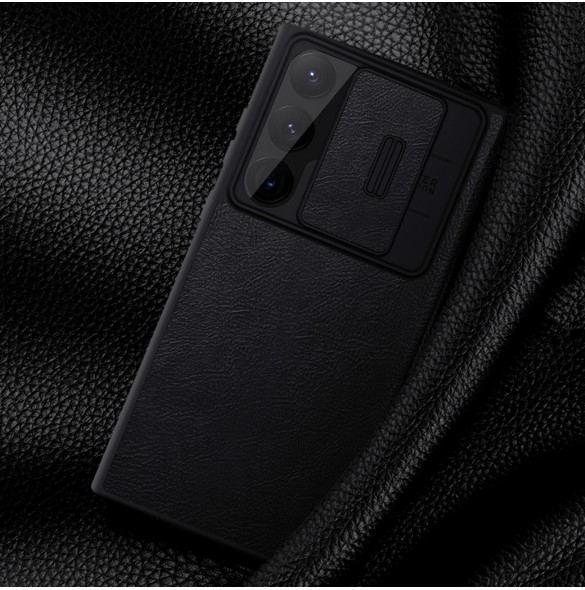 Nillkin Qin Leather Pro-fodral till Samsung Galaxy S23 Ultra Cover med Flip Camera Cover Brun