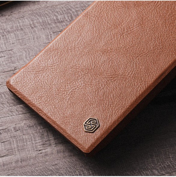 Nillkin Qin Leather Pro-fodral till Samsung Galaxy S23 Ultra Cover med Flip Camera Cover Brun