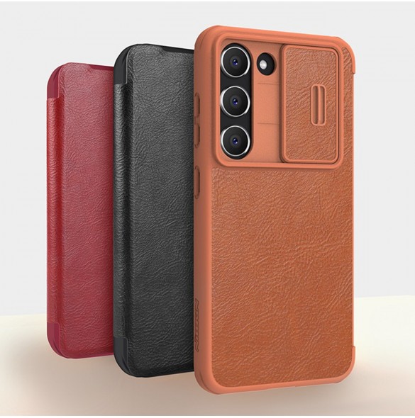 Nillkin Qin Leather Pro Fodral till Samsung Galaxy S23+ flip-fodral kamerafodral svart
