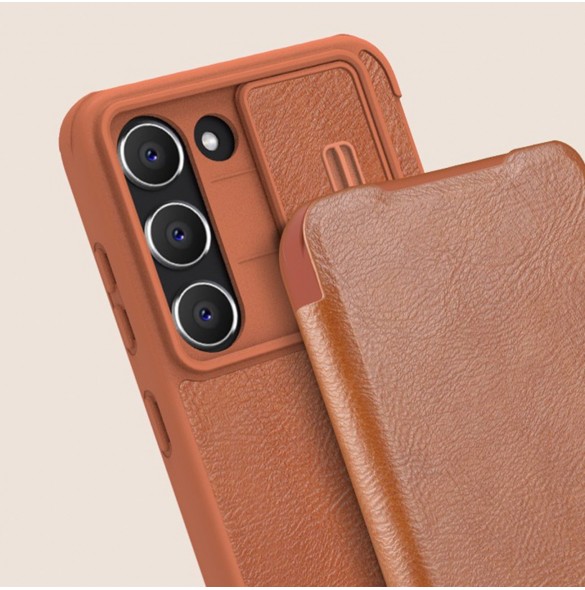 Nillkin Qin Leather Pro Fodral till Samsung Galaxy S23+ flip-fodral kamerafodral svart