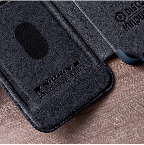 Nillkin Qin Leather Pro Fodral till Samsung Galaxy S23+ flip-fodral kamerafodral svart