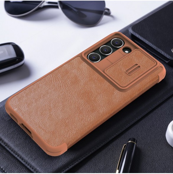Nillkin Qin Leather Pro Fodral till Samsung Galaxy S23+ flip-fodral kamerafodral svart