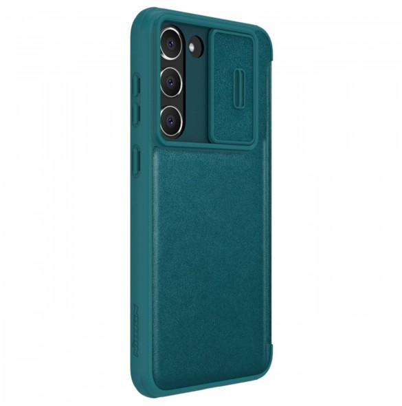 Nillkin Qin Leather Pro Case Samsung Galaxy S23+ Flip Cover Kamerafodral grön