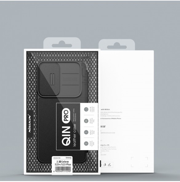 Nillkin Qin Leather Pro Case Samsung Galaxy S23+ Flip Cover Kamerafodral grön