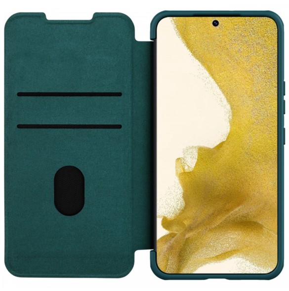 Nillkin Qin Leather Pro Case Samsung Galaxy S23+ Flip Cover Kamerafodral grön
